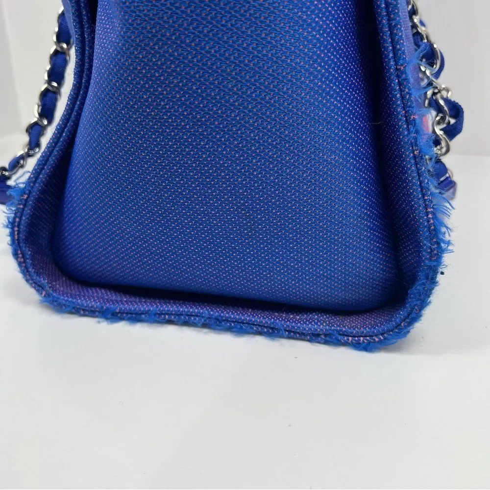 Chanel SS21 Electric Blue Neon Orange Medium Deauville Tote Bag